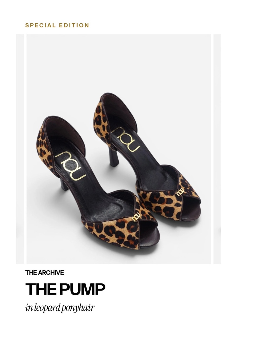 Nou Leopard Print Peep Toe Heels 38